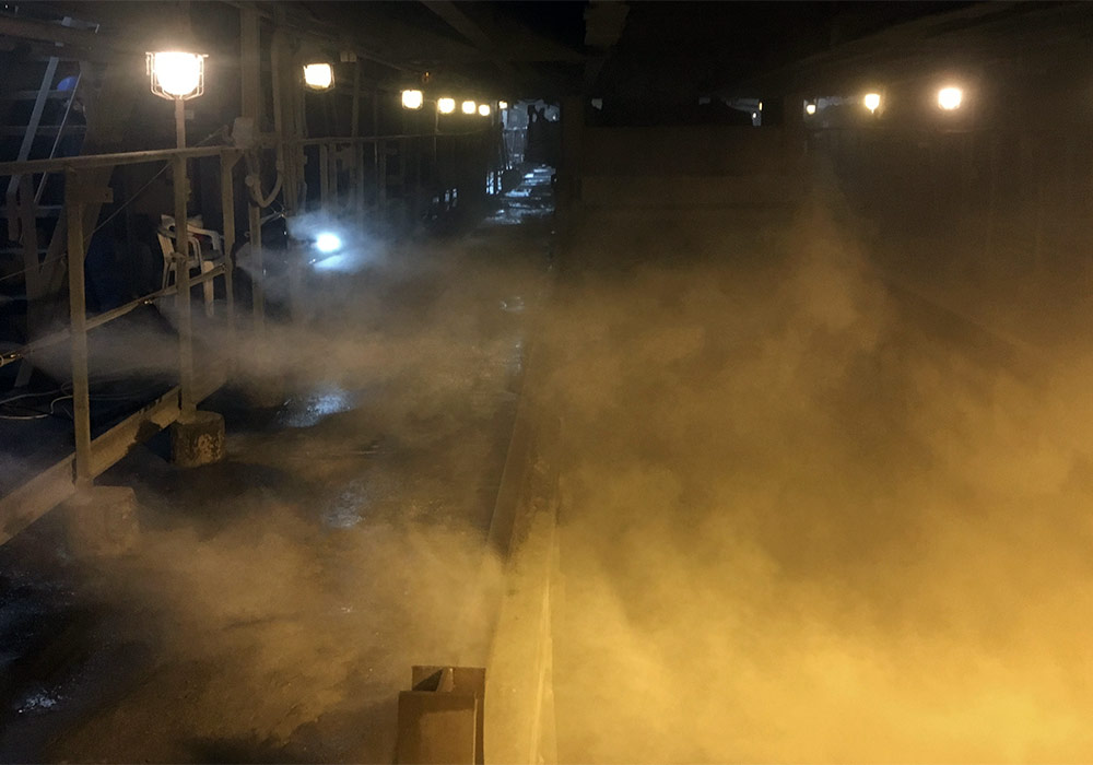 Dust suppression by high-pressure mist at MCP